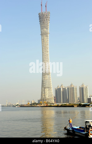 Eine neue Guangzhou Sehenswürdigkeiten Fernsehturm von 610 Metern entsteht in Guangzhou. 25. Dezember 2008 Stockfoto