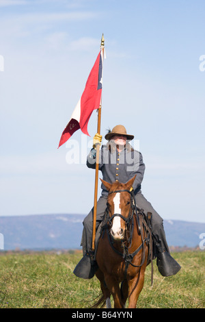 Bürgerkrieg Schlacht an der Renactment Schlacht Berryville Renactor. Stockfoto