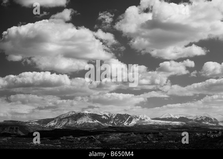 La Sal Mountain Aussichtspunkt von Arches National Park in Utah. Stockfoto