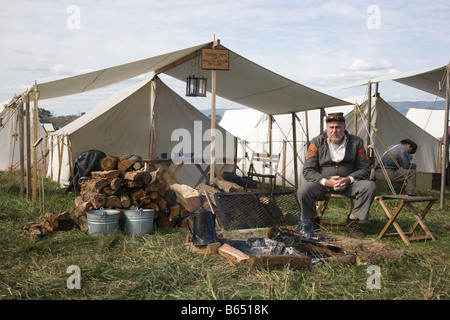 Bürgerkrieg Schlacht an der Renactment Schlacht Berryville Renactor. Stockfoto