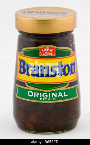 Glas von Branston original Pickle Crosse und Blackwell verkauft in Großbritannien Stockfoto