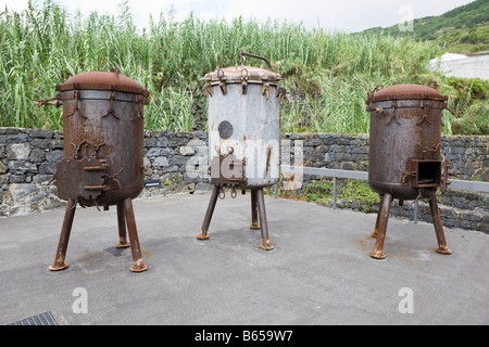 Kessel im Walfangmuseum vor Whaling Station in Lajes Pico Pico Island Azoren Portugal Stockfoto