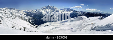 Mont Pourri von den Skipisten oberhalb von La Rosiere, Frankreich Stockfoto
