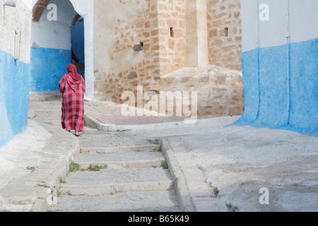 Blaue Straßen, Kasbah, Rabat, Marokko, Afrika Stockfoto