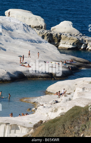 Sarakiniko Strand Milos Kykladen Insel Griechenland Stockfoto