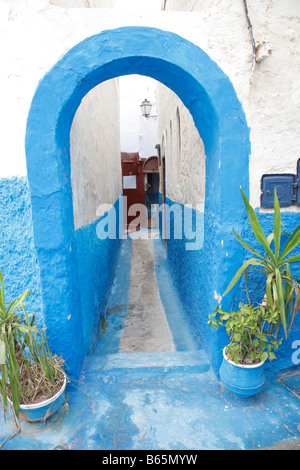 Blaue Straßen, Kasbah, Rabat, Marokko, Afrika Stockfoto