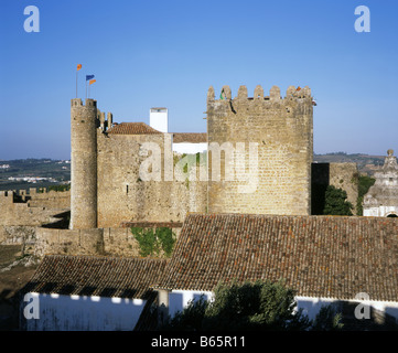 Das Castelo umgebaut Obidos von König Afonso Henriques, Estremadura, Portugal Stockfoto