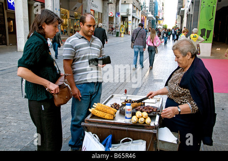 Athen-Plaka indischen Mais Maiskolben Athen Griechenland Griechisch Stockfoto