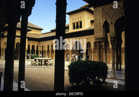 Löwen-Hof in Alhambra Palast GRANADA Andalusien Spanien Stockfoto