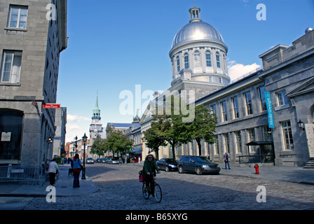 Rue Saint Paul und Bonsecours Markt Old Montreal, Quebec, Kanada Stockfoto