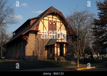 Vorderseite des Hl.Jakobus Pfarrhaus, Bristol, Bucks County, Pennsylvania, USA, Nordamerika Stockfoto