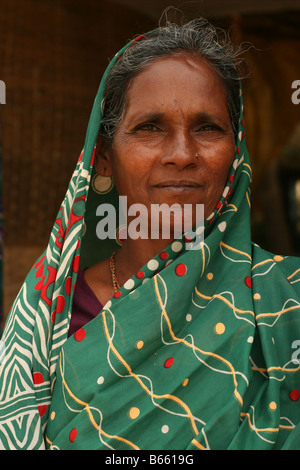Näherin in Hampi, Indien Stockfoto
