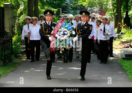 Naval Trauerzug für Admiral der Flotte Nikolay Gerasimovich Kuznetsov (1904-1974) an Nowodewitschi-friedhof in Moskau, Russland Stockfoto