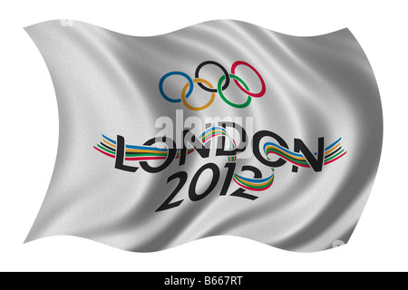 Fahne mit dem Logo der Olympischen Spiele 2012 in London Stockfoto