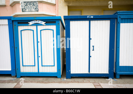 Strandhütten in Wimereux, Pas-De-Calais, Nordfrankreich Stockfoto