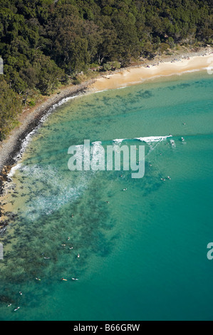 Surfer-Teebaum Bay Noosa Heads Noosa National Park Sunshine Coast Queensland Australien-Antenne Stockfoto