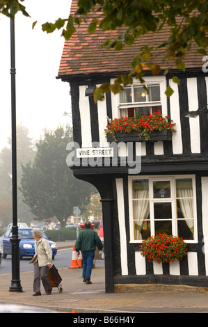 Schwarz / weiß Fachwerk Gebäude Evesham Worcestershire England Europa Stockfoto