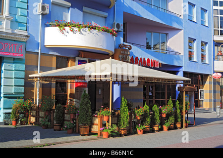 Vintage Stadtarchitektur, Ivano Frankivsk (ehemalige Stanyslaviv), Ivano-Frankivsk Oblast (Provinz), Ukraine Stockfoto