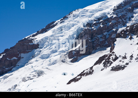 Nisqually Gletscher auf der Südseite des Mount Rainier National Park Stockfoto