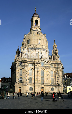 DEU, Deutschland, Dresden: Die wieder aufgebaute Frauenkirche Stockfoto