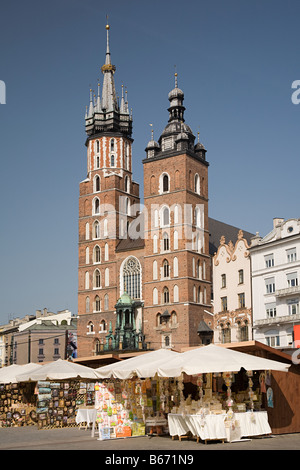 St. Marys Kirche und Markt Quadrat Krakau Stockfoto
