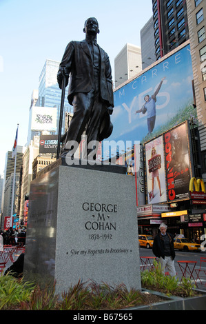 George M Cohan-Statue am Broadway New York Amerika USA Stockfoto