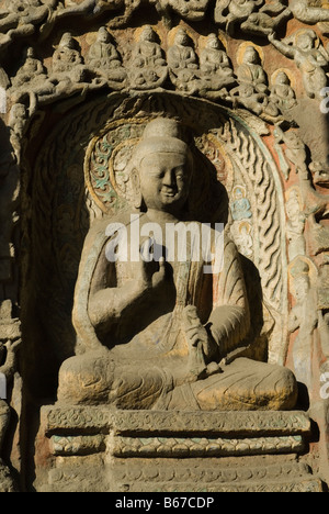 Buddha-Bildnis im Yungang Grotten, Datong, Shanxi, China Stockfoto