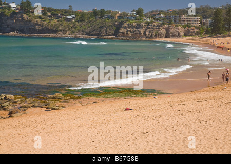 Blick nach Süden entlang Sydneys Avalon Beach, einem der berühmten nördlichen Strände, Sydney, Australien Stockfoto