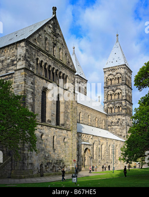 Architektur der Kirche, romanische Kathedrale, Lund, Scania, Schweden Stockfoto