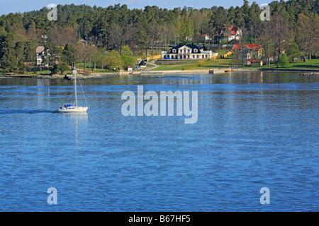 Boot in der Ostsee, Blauwasser, Vorort von Stockholm, Schweden Stockfoto