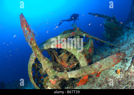 Italienischen drei-engined Bomber Savoia Marchetti S M 79 I Sparviero Kas fliegende Fische Riff Mittelmeer Türkei Stockfoto