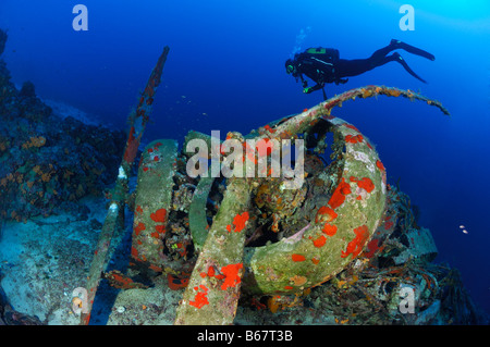 Italienischen drei-engined Bomber Savoia Marchetti S M 79 I Sparviero Kas fliegende Fische Riff Mittelmeer Türkei Stockfoto