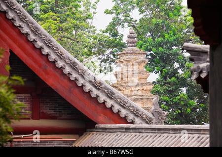 Hohen Schnittansicht eines Tempels, Shaolin-Kloster, Mt Song, Provinz Henan, China Stockfoto