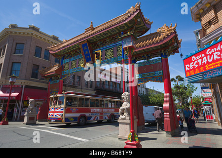 Tor der harmonischen Interesse "China Town" Victoria "Vancouver Island" Britisch-Kolumbien Kanada Stockfoto