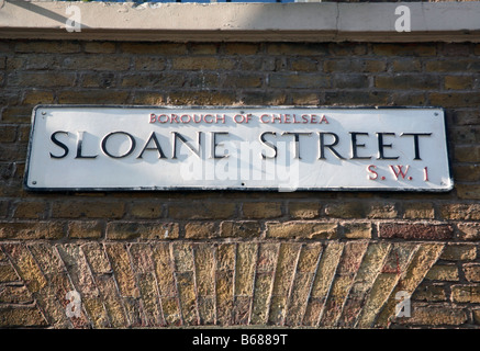 Straßenschild in der Sloane Street, Knightsbridge, London Stockfoto