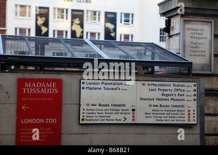 Großbritannien London Marylebone Road eine Information melden Sie außen Baker street u-Bahnstation Stockfoto