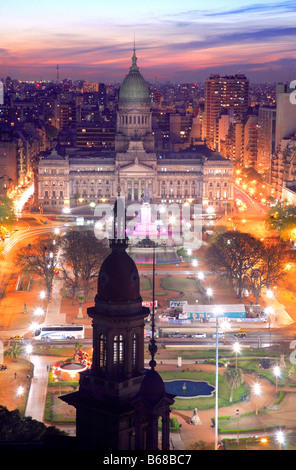 Nationalkongress und "Quadrat zwei Kongress" Garten. Luftaufnahme. Buenos Aires, Argentinien, Südamerika. Stockfoto