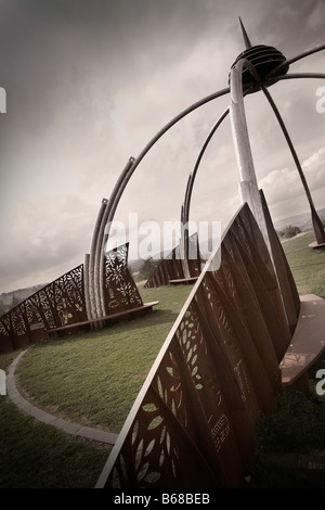 Moderne Art Structure im Penallta Park in der Nähe von Ystrad Mynach, Wales, UK Stockfoto