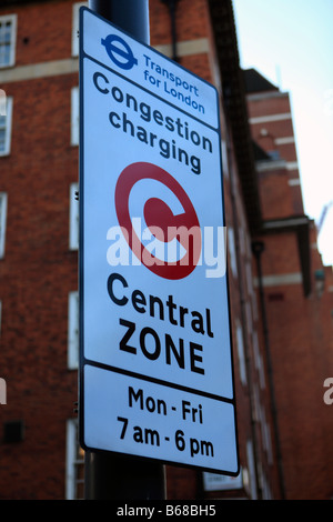 Großbritannien London Marylebone Road eine City-Maut Mittelzone Zeichen Stockfoto