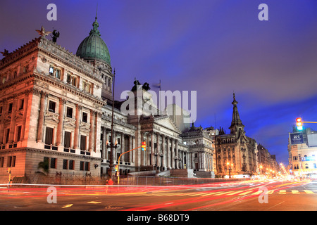 Nationalkongress bei stürmischen Dämmerung, Buenos Aires, Argentinien Stockfoto