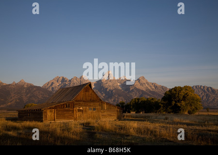 Mormon Scheune Mormone weiterfahren, aufgenommen im Grand Teton National Park in Wyoming in den Vereinigten Staaten von Amerika Stockfoto