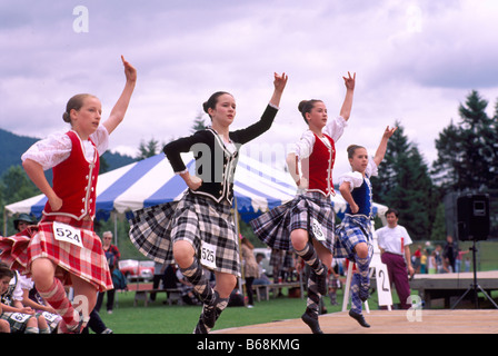 Highland Dancers im Wettbewerb an den schottischen Highland Games in Coquitlam British Columbia Kanada Stockfoto