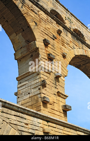 Roman Aqueduct (19 v. Chr.), UNESCO-Weltkulturerbe, Pont du Gard, Languedoc Roussillon, Frankreich Stockfoto