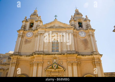 Saint-Paul Kathedrale, Saint-Paul Platz, in die mittelalterliche Stadt Mdina, Malta Stockfoto