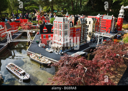 LEGO Modell von Amsterdam und die ' de Magere Brug ", Legoland, Billund, Jütland, Dänemark Stockfoto