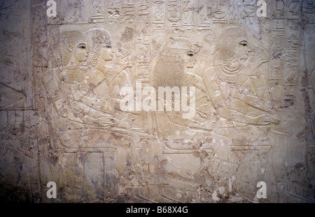 Basrelief am Grab von den Wesir Ramose und Gouverneur von Theben in der 18. Dynastie in den Zeiten des Echnaton Gräber von der Stockfoto