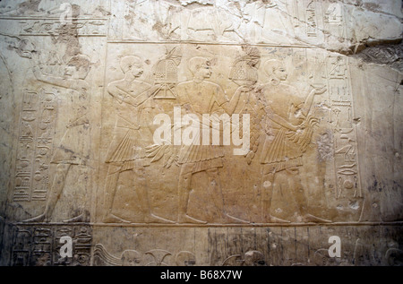 Basrelief am Grab von den Wesir Ramose und Gouverneur von Theben in der 18. Dynastie in den Zeiten des Echnaton Gräber von der Stockfoto