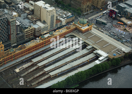 Flinders Street Station Melbourne Victoria Australien von oben Stockfoto