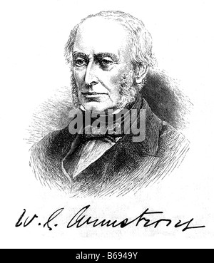 Stift-Zeichnung von Sir William George Armstrong, britischer Industrieller und Arme Hersteller des 19. Jahrhunderts Illustration Stockfoto