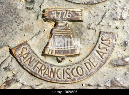 Mission San Francisco de Asis Gedenktafel an der Statue am California State Capitol Sacramento Stockfoto